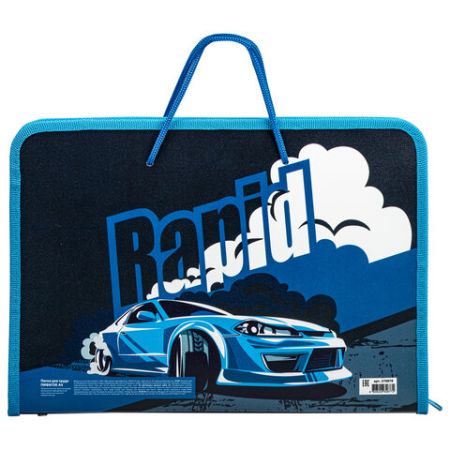 Папка для труда на молнии с ручками ПИФАГОР А4, 1 отд, пластик, органайзер, Rapid engine, 270878