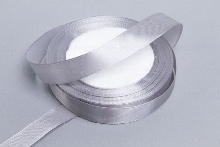 Лента атласная 15мм 25м серая 10/10