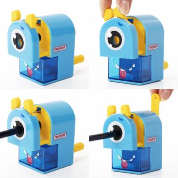 Точилка механическая для ч/гр и цв карандашей, корпус голубой ПИФАГОР Монстрик 1/12