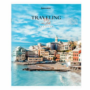 Тетрадь 96л А5 линия, скоба, обложка картон Traveling BRAUBERG 1/ 5/50