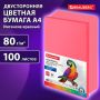 Бумага А4 100л 80г/м2 красная интенсив BRAUBERG 1/10