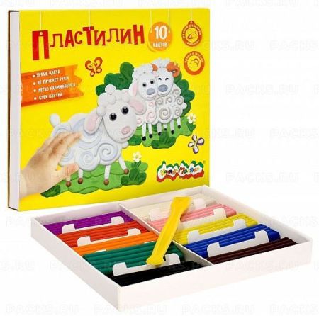 Пластилин 10цв 150г со стеком Каляка-Маляка 1/38