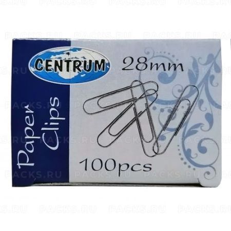 Скрепки 28мм 100шт никелированные Centrum 1/10/250
