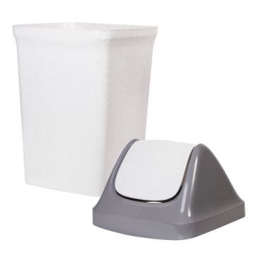 Контейнер для мусора 50л IDEA серый (в 74*ш 40*г 35 см), качающаяся крышка 1/3 (Клиент)