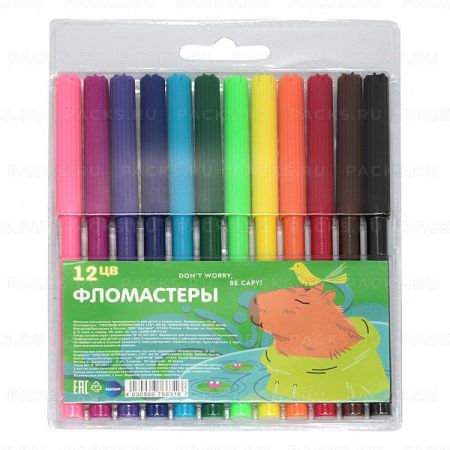 Фломастеры 12цв вентилируемый колпачок Капибара Centrum 1/12/144