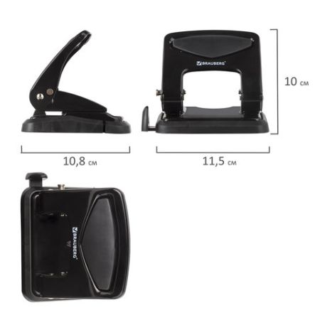 Дырокол на 35листов металлический черный BRAUBERG 1/48