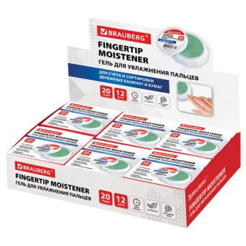 Гель для увлажнения пальцев 20г нежирный нетоксичный BRAUBERG 1/12/192